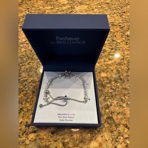 Believe by Brilliance Women's Silver Plated Cubic Zirconia Snowflake Bracelet